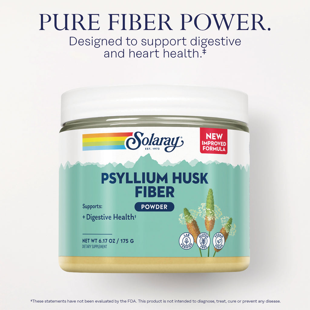 SLR529 | Pure Fiber Power graphic with Solaray Psyllium Husk Fiber powder jar, new improved formula - Thumbnail
