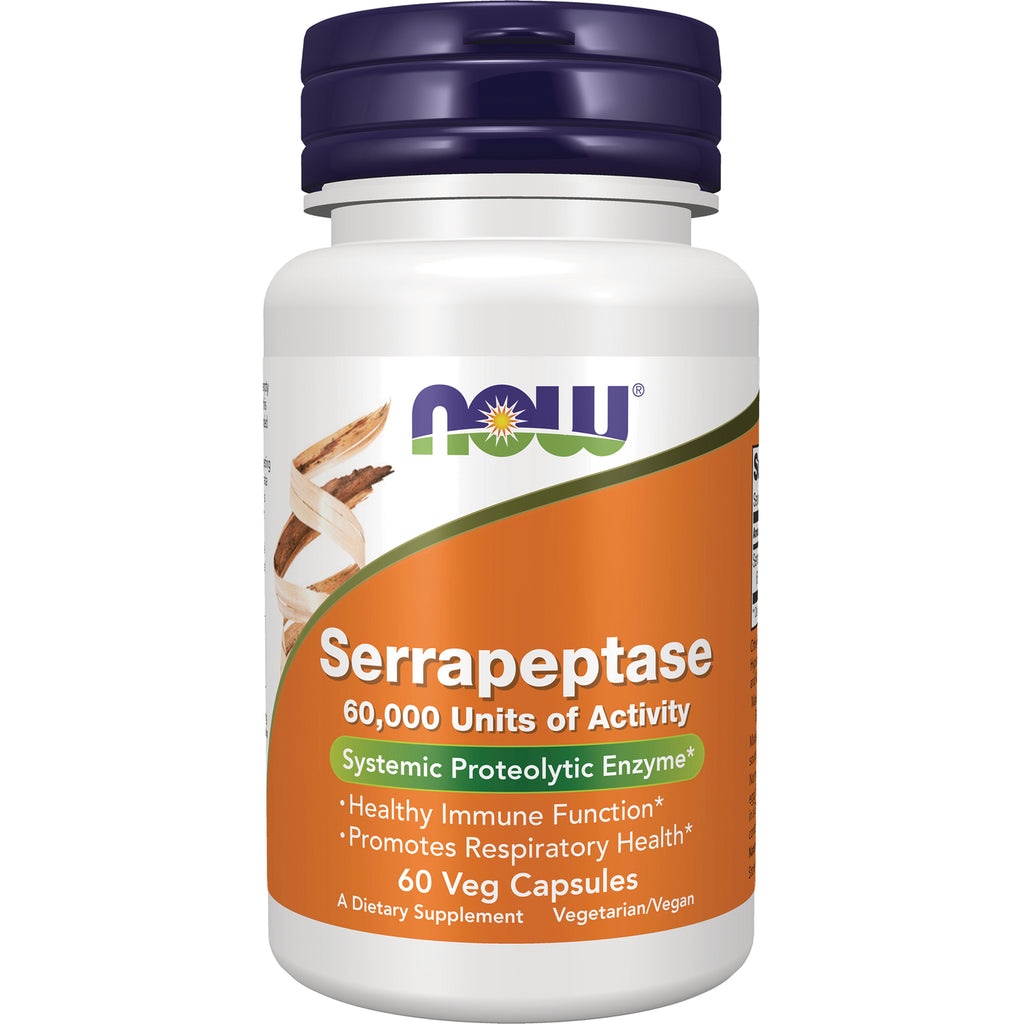 NWF1459 | NOW Serrapeptase bottle, 60,000 Units of Activity, 60 veg capsules dietary supplement - Thumbnail