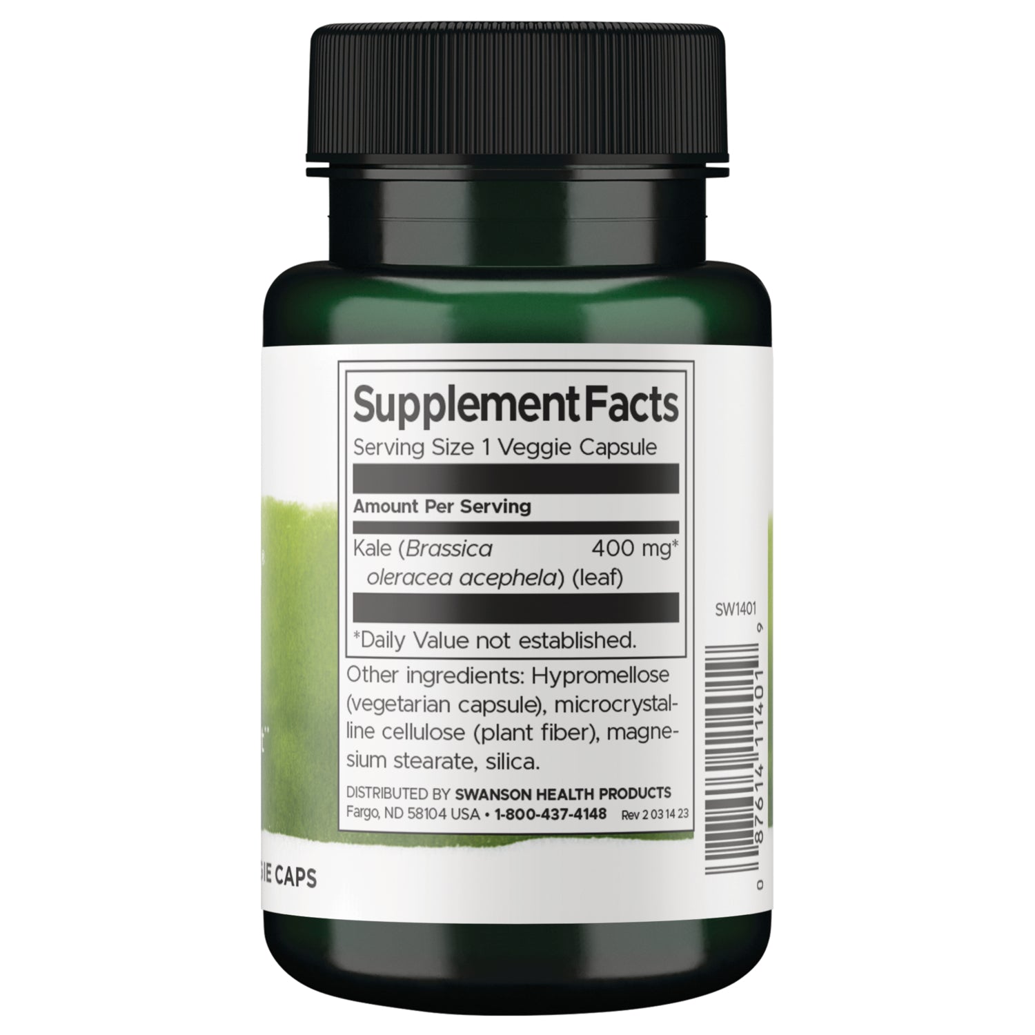 SW1401 | Back of label with supplement facts and serving information