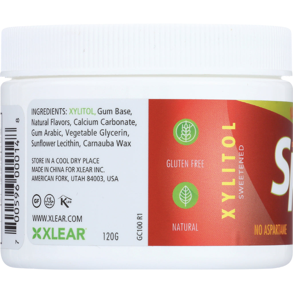 XL004 | Back label with ingredients, Xylitol sweetened, claims Gluten Free and Natural, XLEAR 120 g - Thumbnail