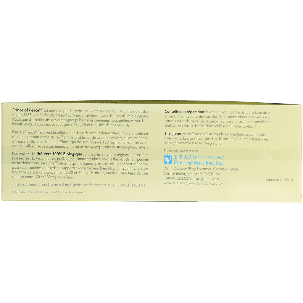 POP002 | back of Prince of Peace tea box showing preparation instructions and company information - Thumbnail