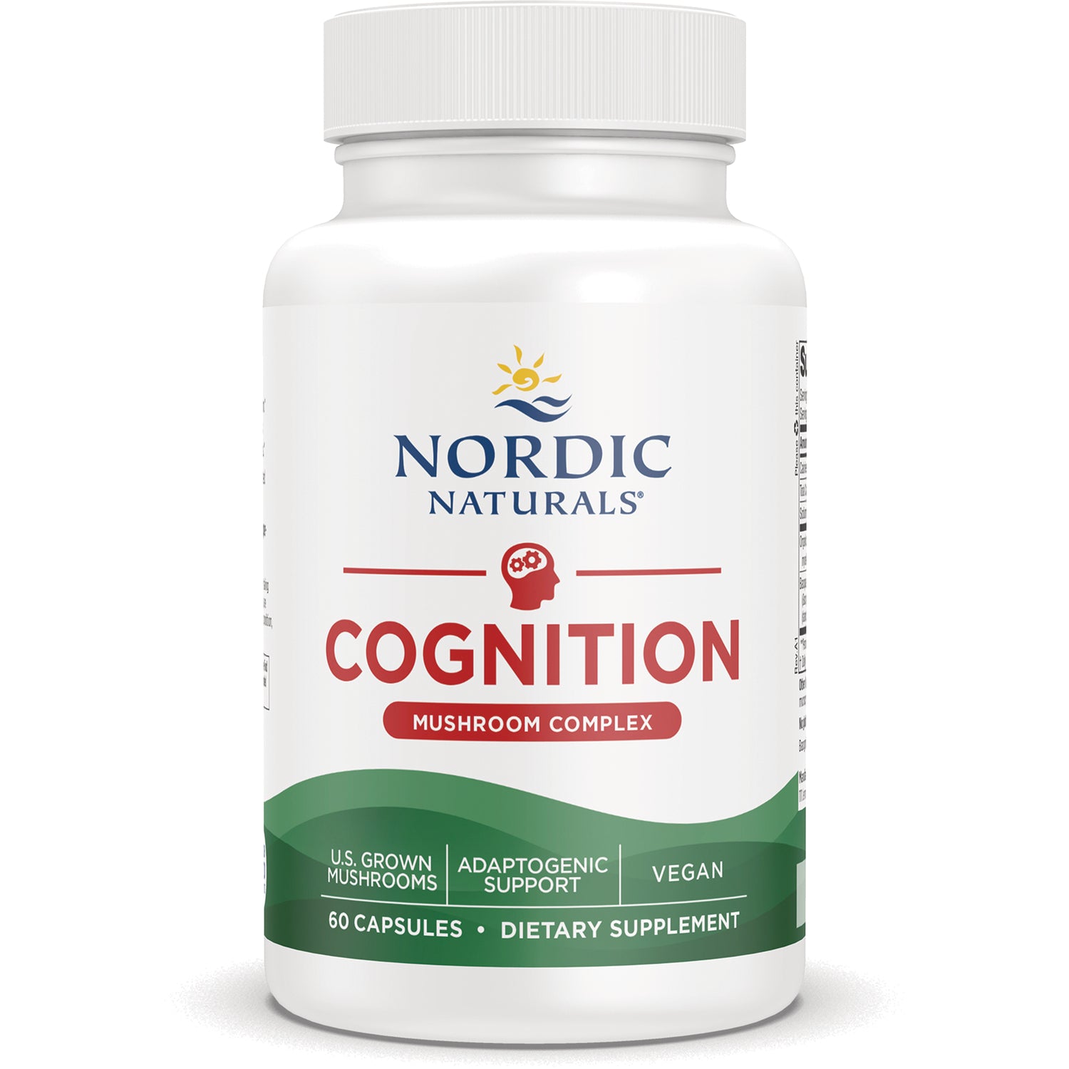 NRN128 | Bottle of Nordic Naturals Cognition mushroom complex dietary supplement, 60 capsules, vegan