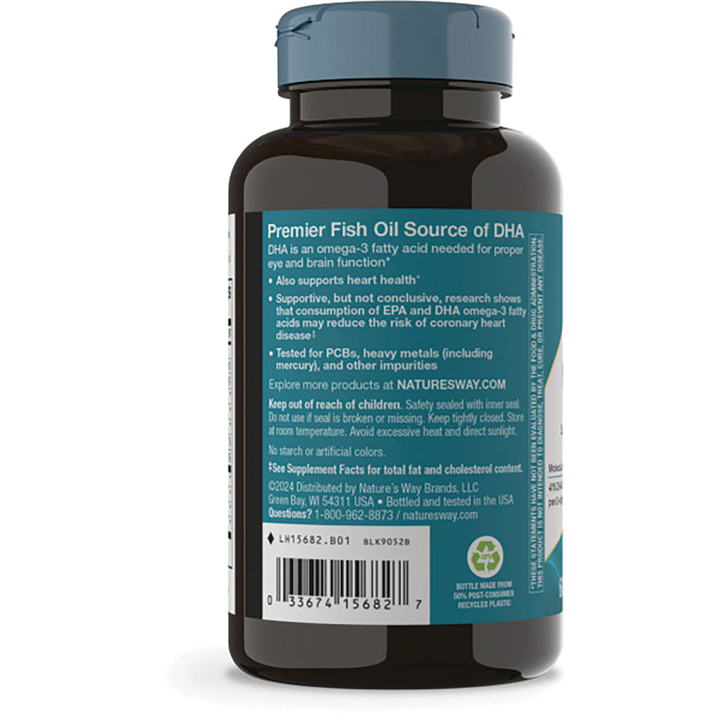 NW633 | back label of fish oil supplement bottle showing product information, barcode and recycling symbol - Thumbnail