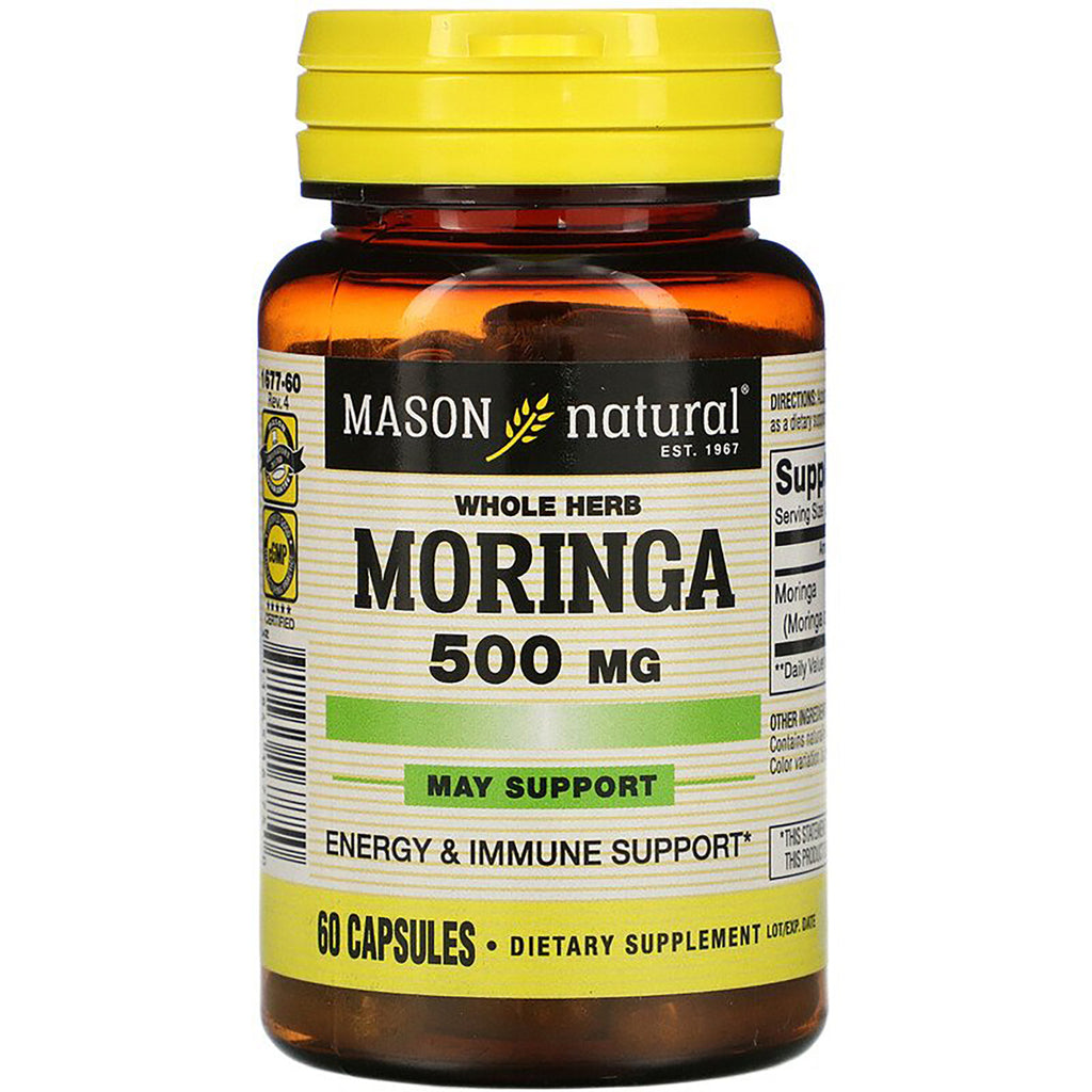 MSN048 | Mason Natural Moringa 500 mg bottle, 60 capsules dietary supplement - Thumbnail