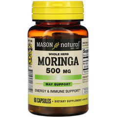 MSN048 | Mason Natural Moringa 500 mg bottle, 60 capsules dietary supplement