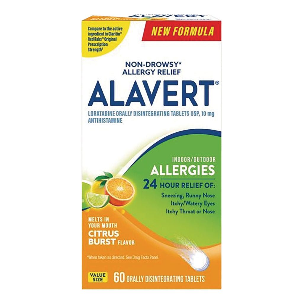 AVT003 | Alavert non-drowsy allergy relief citrus burst, 60 orally disintegrating tablets box, new formula - Thumbnail