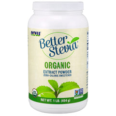 NWF109 | Better Stevia organic extract powder zero-calorie sweetener jar with label, net wt 1 lb