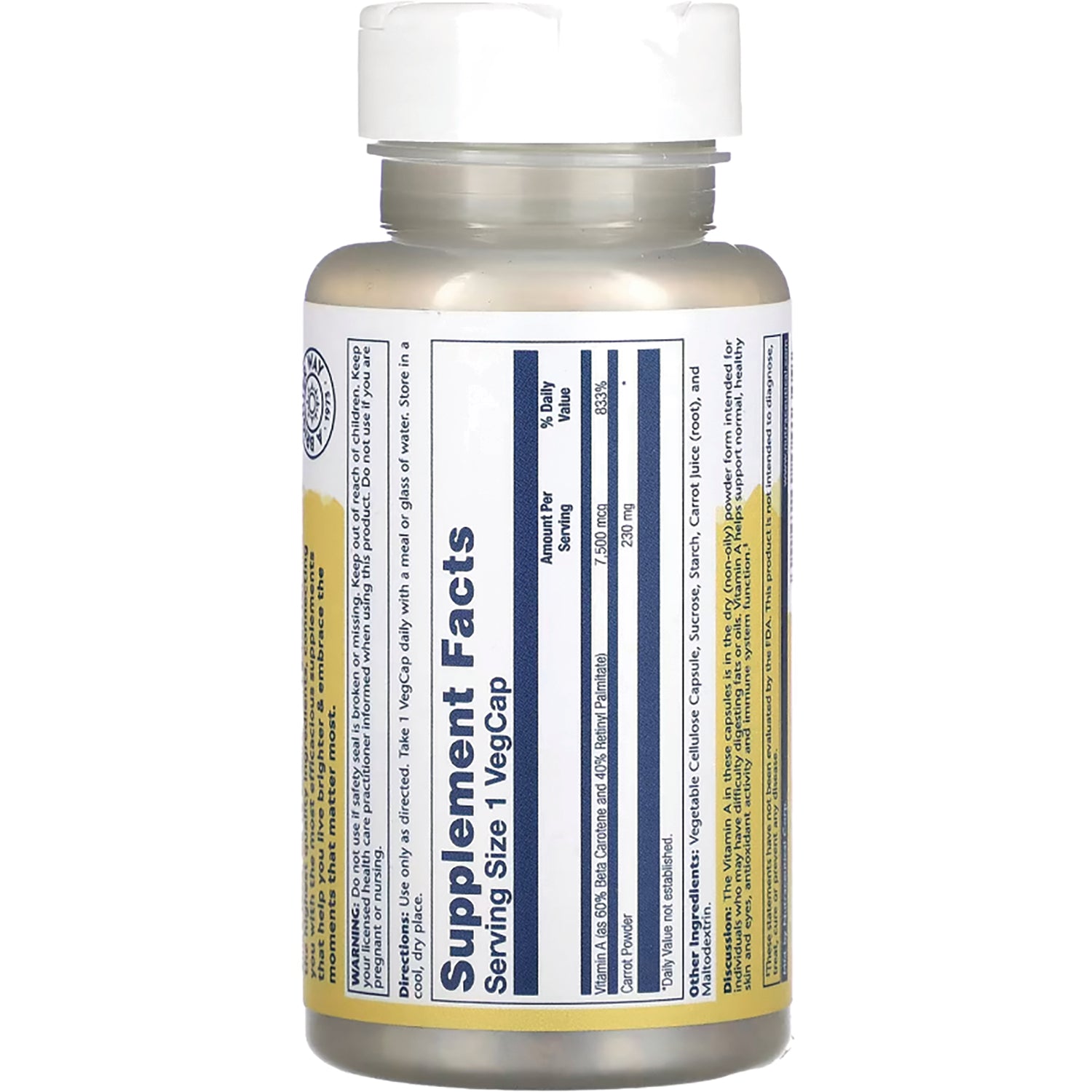 SLR281 | Back label with Supplement Facts panel, Serving Size 1 VegCap