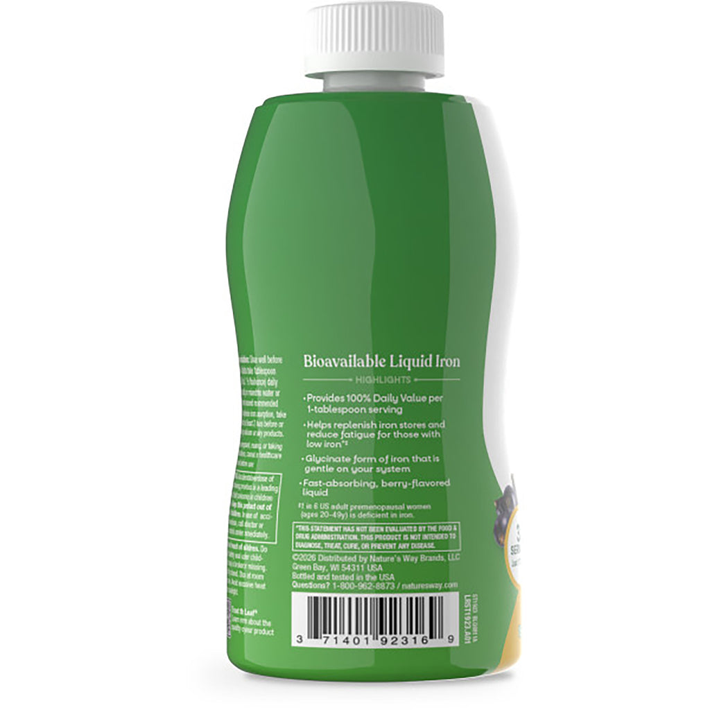 WLS002 | Back of liquid iron supplement bottle showing 'Bioavailable Liquid Iron' benefits and barcode - Thumbnail