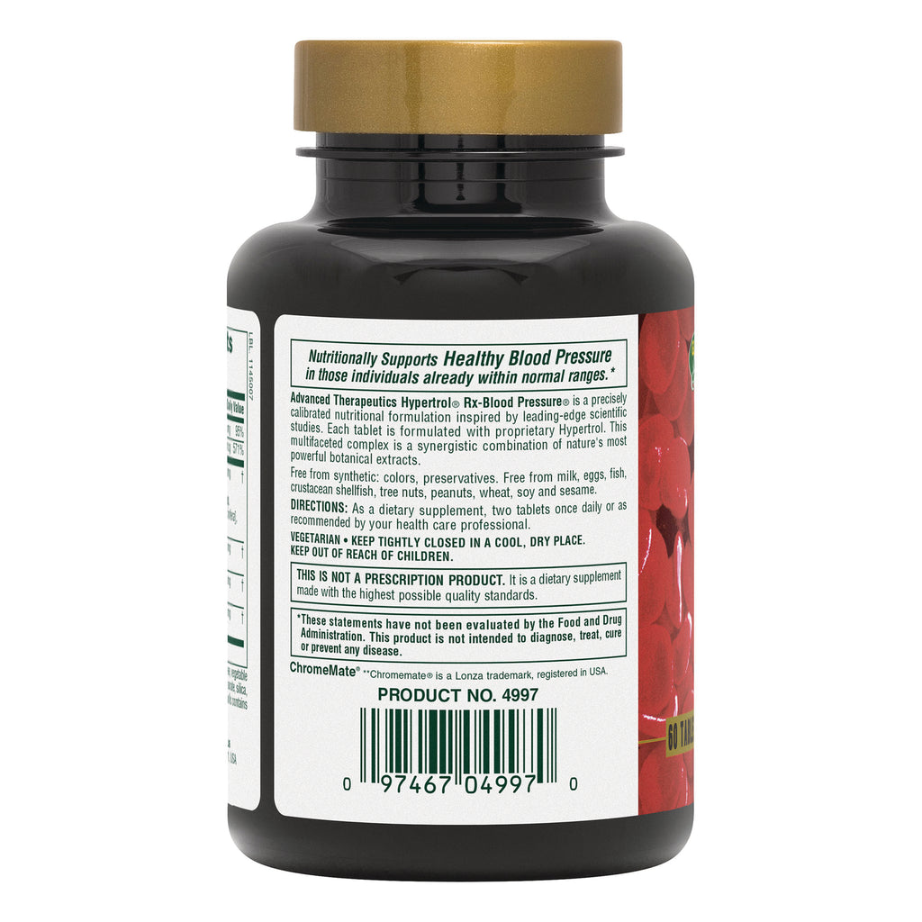 NTP127 | Back label of a black supplement bottle with gold cap, showing product information and barcode - Thumbnail