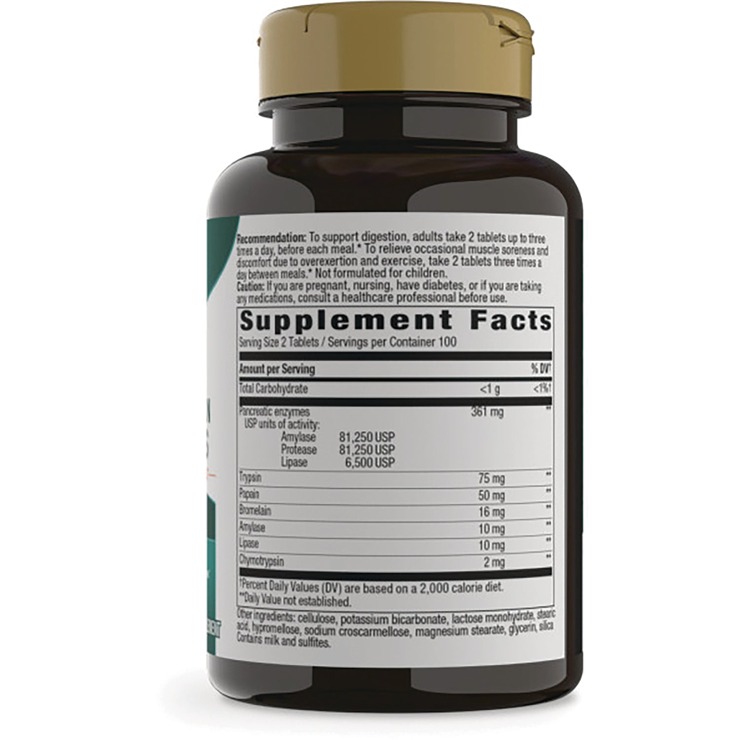 ET255 | Bottle back label showing Supplement Facts panel, ingredient list, and serving size information