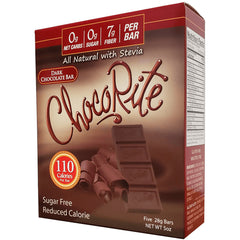 CHR008 | ChocoRite dark chocolate bar box front showing 110 Calories per bar and side nutrition panel