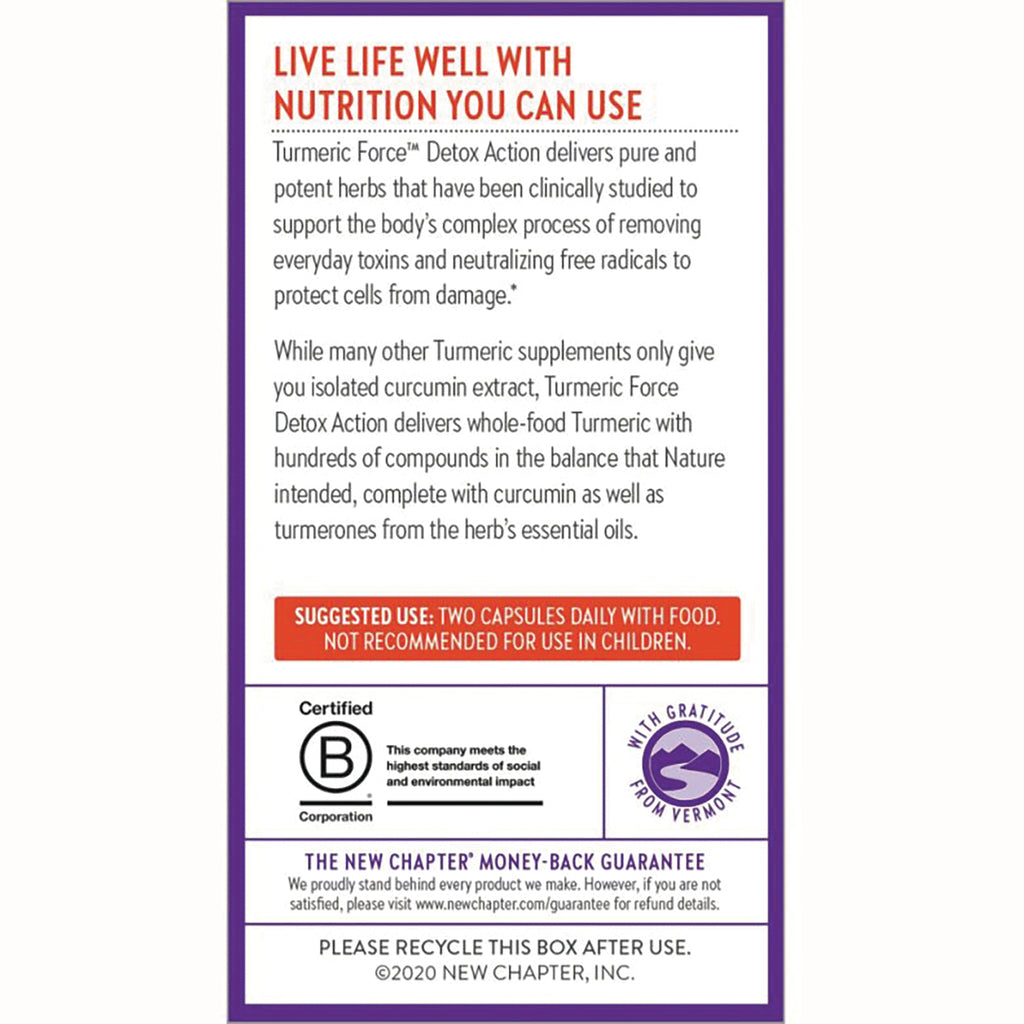 NWC305 | Back panel with product information and suggested use: two capsules daily with food; not recommended for children - Thumbnail