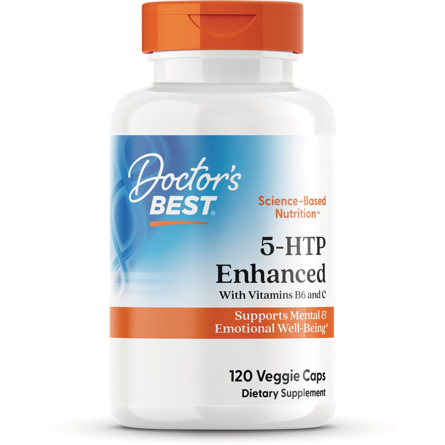 DB071 | Doctor's Best 5-HTP Enhanced supplement bottle with 120 Veggie Caps label