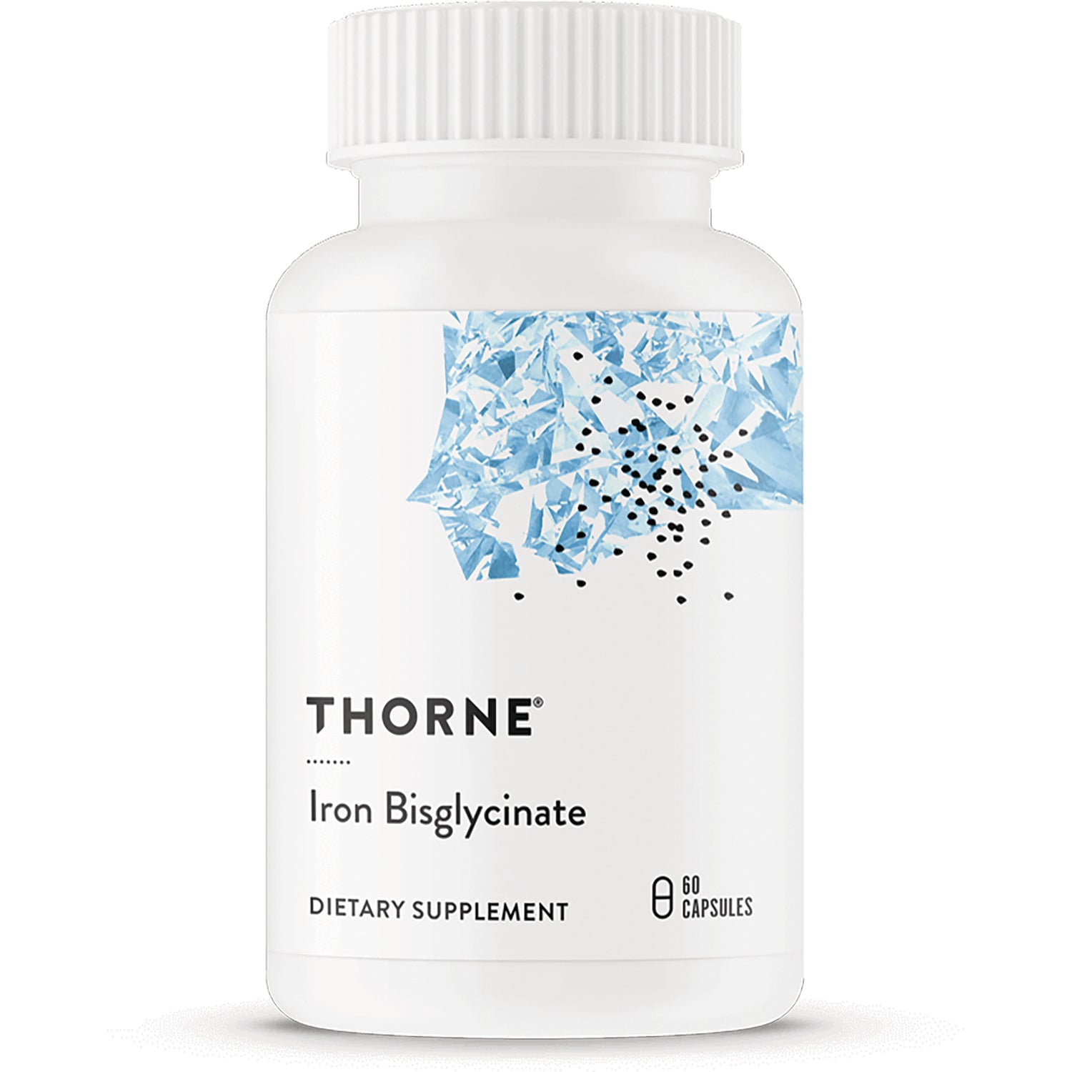 TRN013 | Thorne Iron Bisglycinate dietary supplement, 60 capsules bottle front