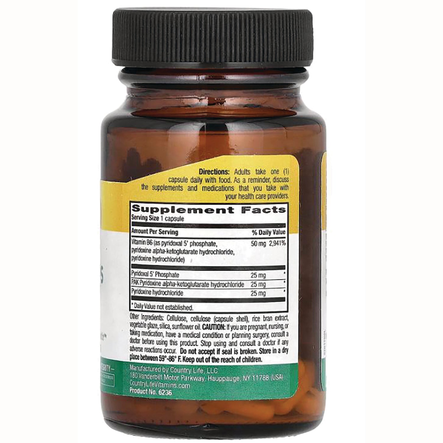 CRL561 | amber supplement bottle back showing Supplement Facts label, directions, and ingredients