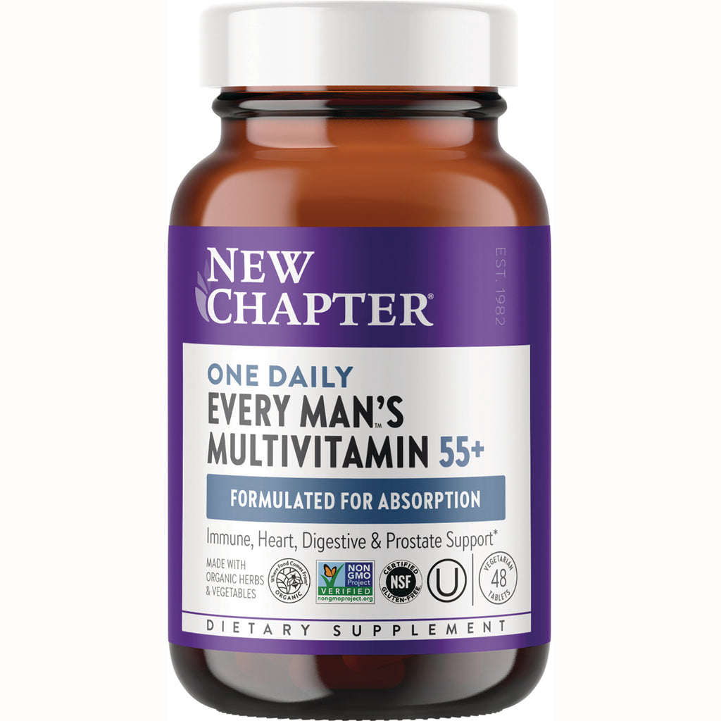 NWC299 | New Chapter One Daily Every Man's Multivitamin 55+ brown bottle with purple label reading Formulated for Absorption - Thumbnail