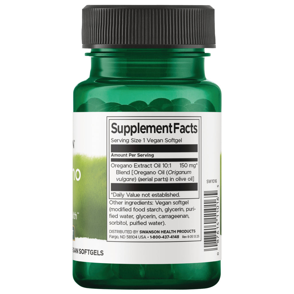 SW1016 | Supplement Facts for Oregano Oil softgel, 150 mg 10:1 blend - Thumbnail