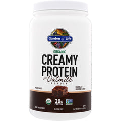 GLF376 | Garden of Life Organic Creamy Protein with Oatmilk powder, Chocolate Brownie flavor tub