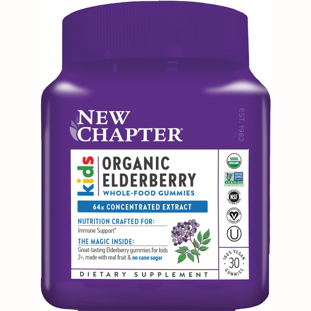 NWC354 | Purple New Chapter jar labeled Organic Elderberry whole-food kids gummies 64x concentrated extract 30 gummies - Thumbnail