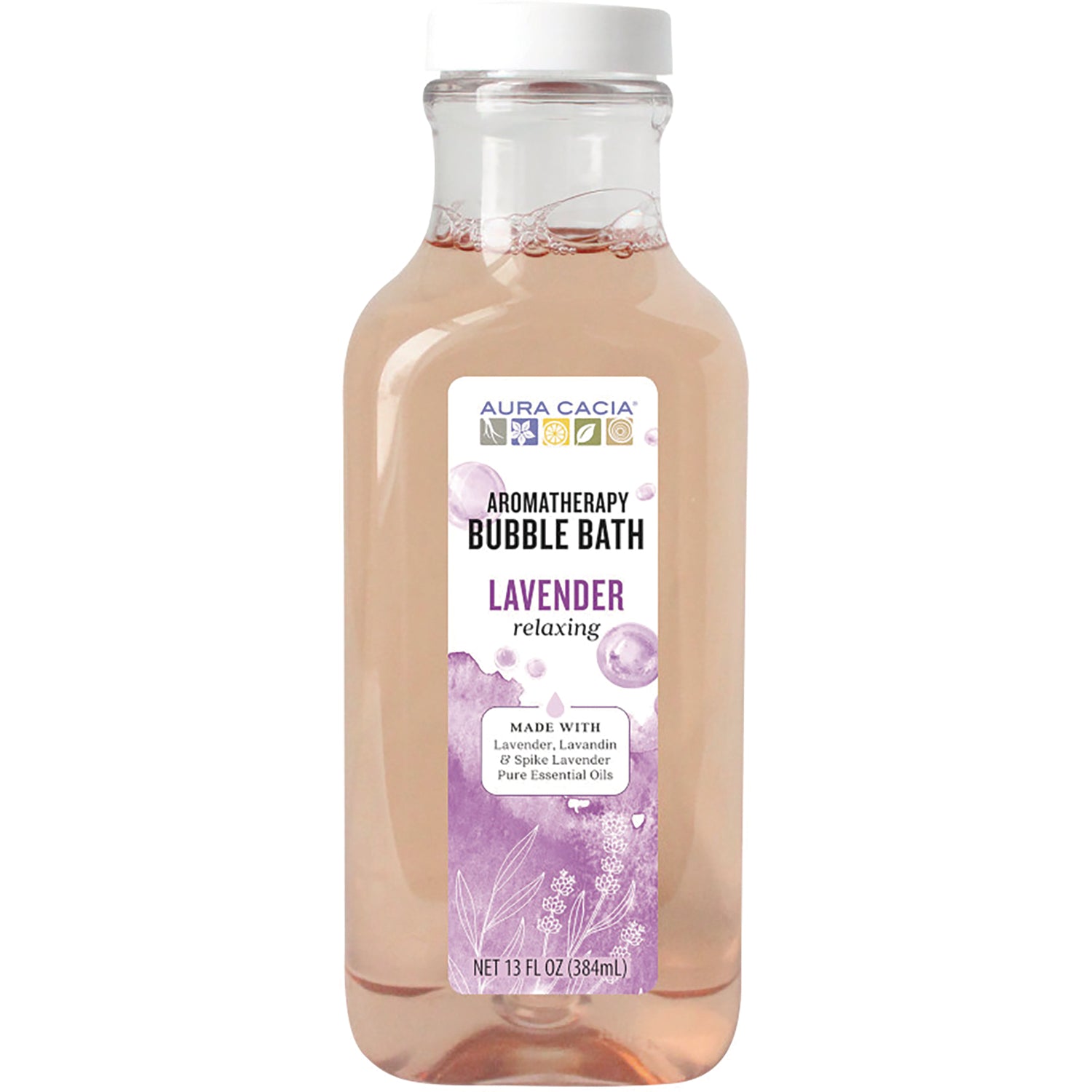 ARC113 | Aura Cacia lavender aromatherapy bubble bath in clear bottle, 13 fl oz