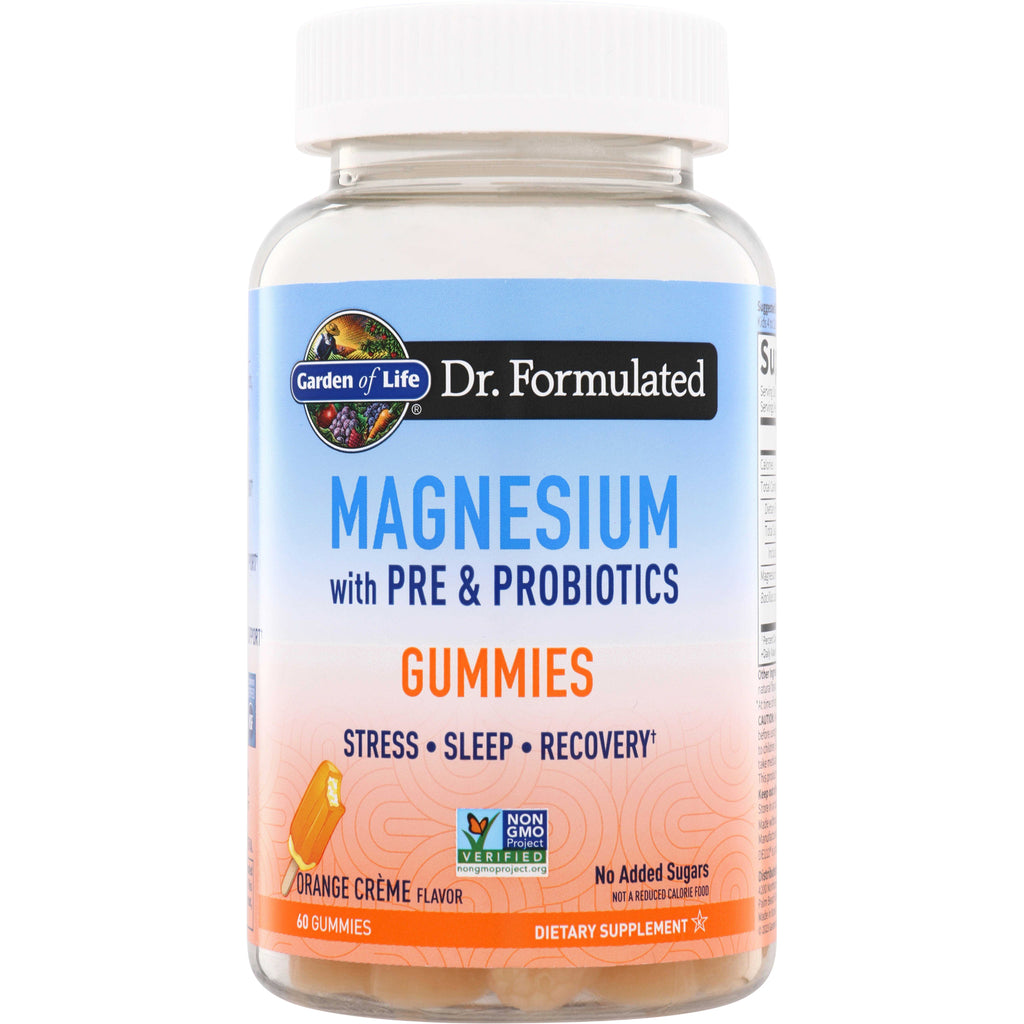 GLF381 | Garden of Life Dr. Formulated Magnesium Gummies with Pre & Probiotics, Orange Crme Flavor, 60 gummies - Thumbnail
