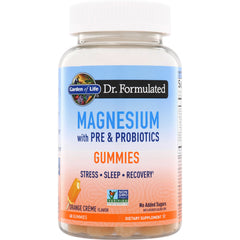 GLF381 | Garden of Life Dr. Formulated Magnesium Gummies with Pre & Probiotics, Orange Crme Flavor, 60 gummies