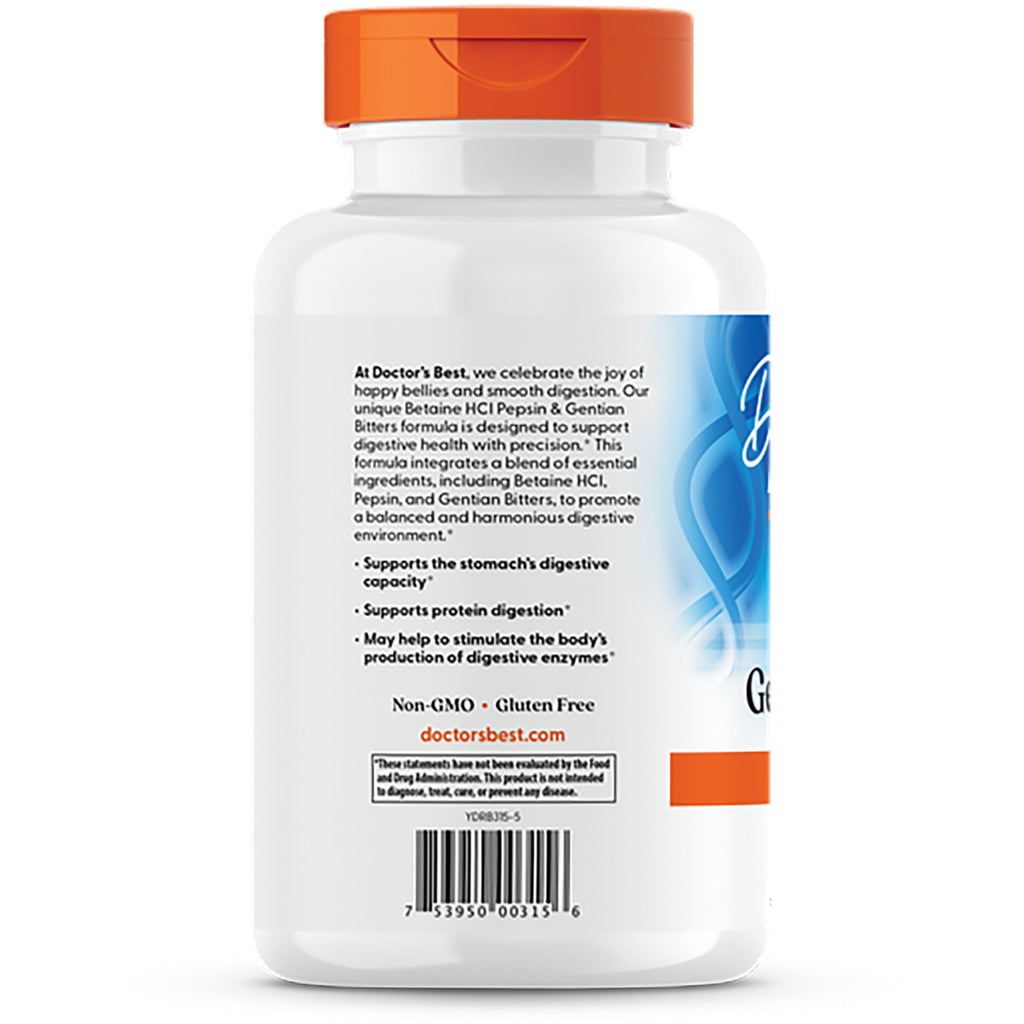 DB220 | Back label of white supplement bottle showing usage claims, Non-GMO Gluten Free text and barcode - Thumbnail