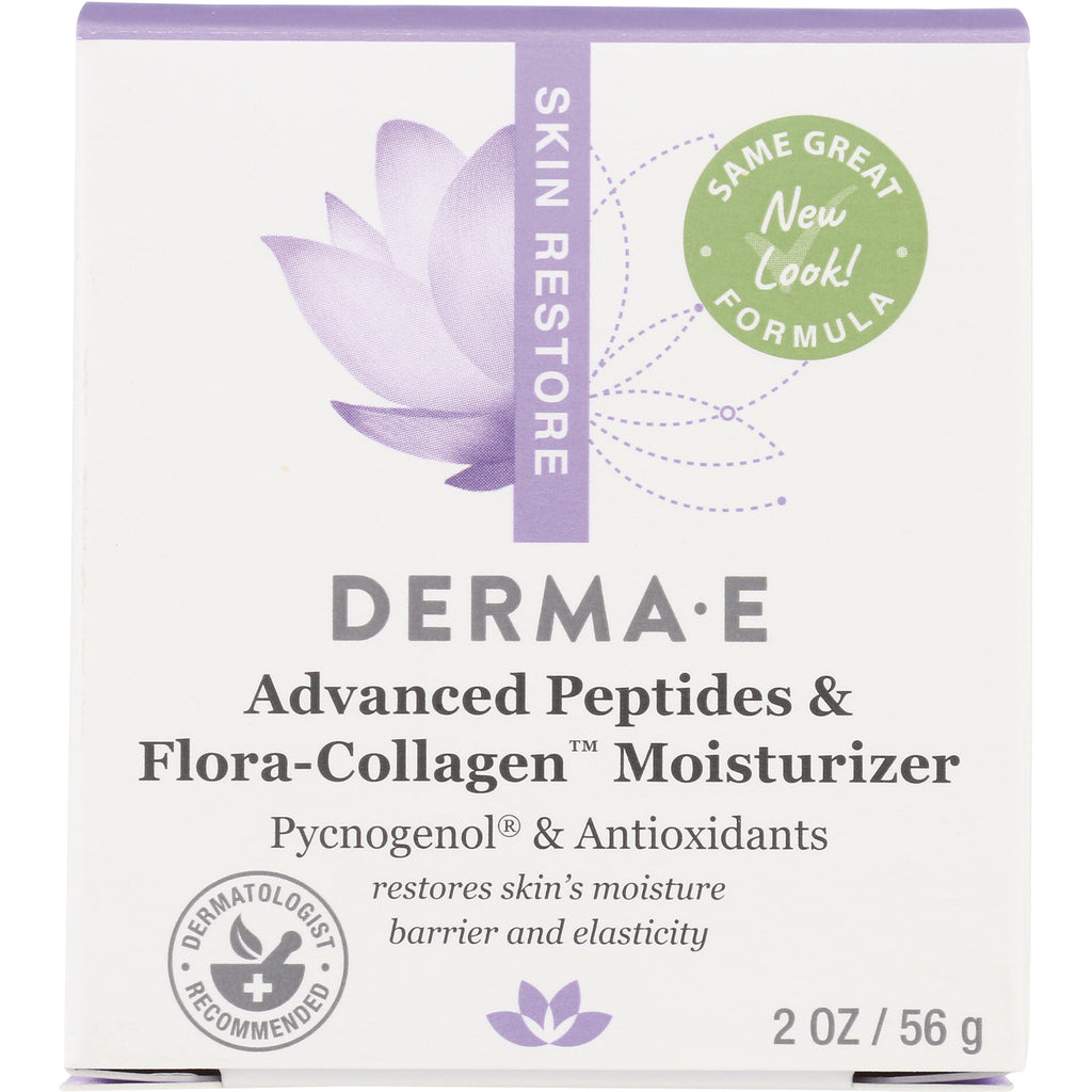 DE081 | DERMA E Advanced Peptides & Flora-Collagen Moisturizer front packaging showing Skin Restore badge and 2 OZ / 56 g - Thumbnail