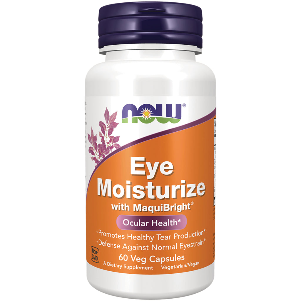 NWF1363 | NOW Eye Moisturize with MaquiBright bottle, orange label reads 60 Veg Capsules Ocular Health - Thumbnail