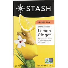 STH004 | STASH Lemon Ginger caffeine-free herbal tea box, 20 tea bags