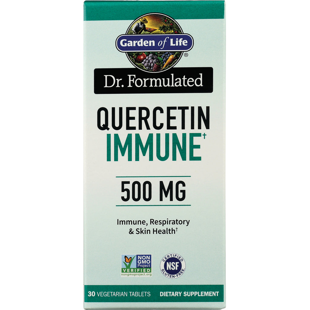 GLF360 | Garden of Life Dr. Formulated Quercetin Immune 500 MG box front showing label with Non GMO Project and NSF logos - Thumbnail