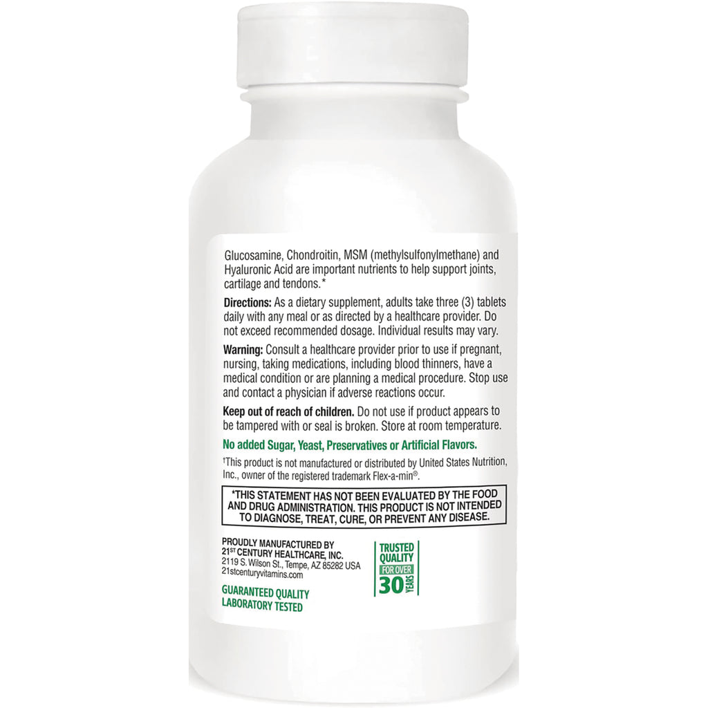 CNT225 | Back label of white supplement bottle showing directions, warnings, ingredients and no added sugar claim - Thumbnail