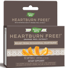 ET367 | Nature's Way HEARTBURN FREE orange peel extract box front showing orange peel image and 10 softgels