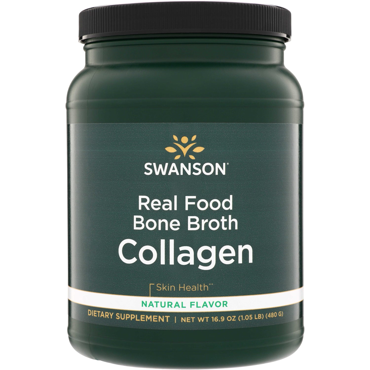 SWU1063 | Swanson Real Food Bone Broth Collagen, Natural Flavor, Skin Health, 16.9 oz