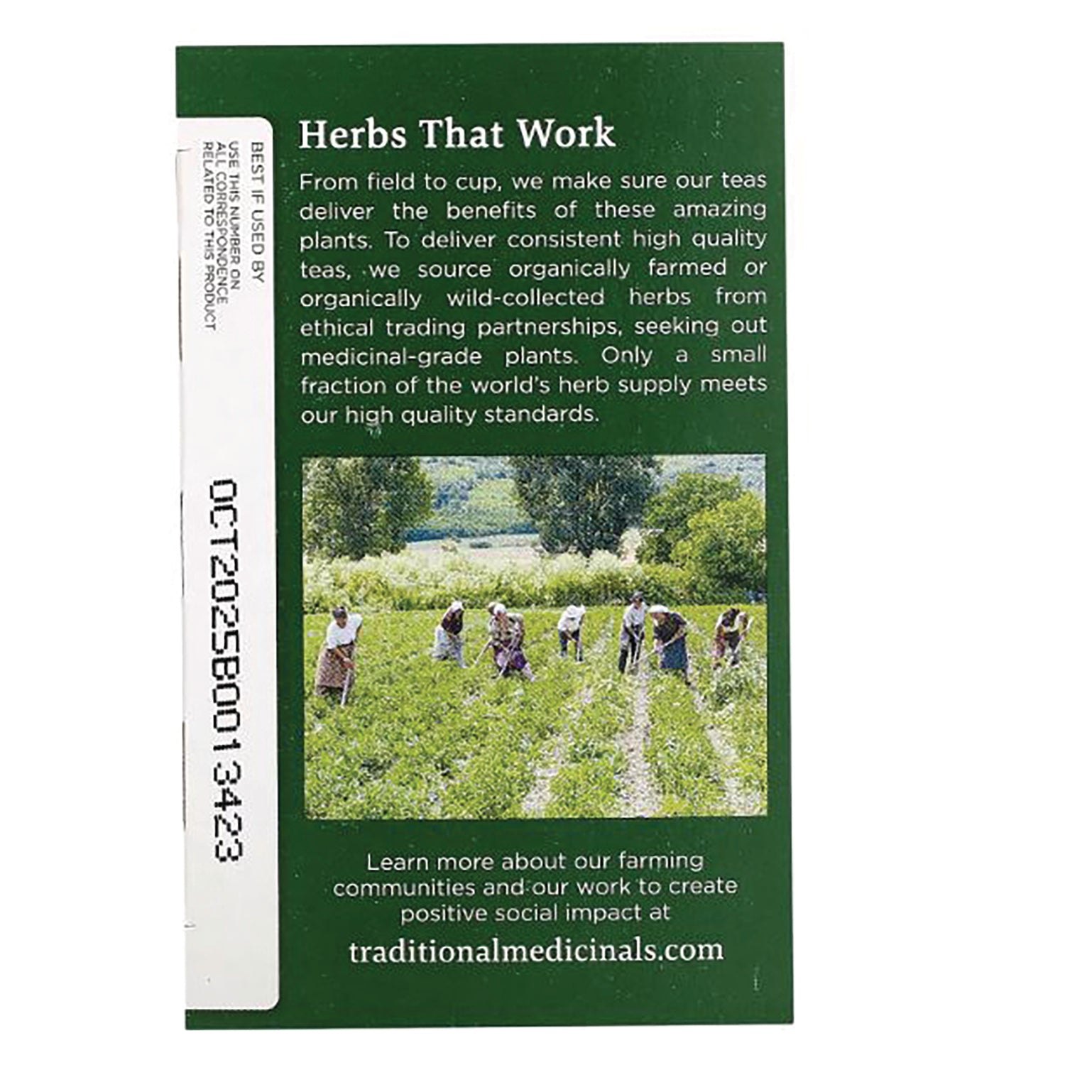 TMD006 | Herbs That Work infographic with herb field harvest photo and traditionalmedicinals.com