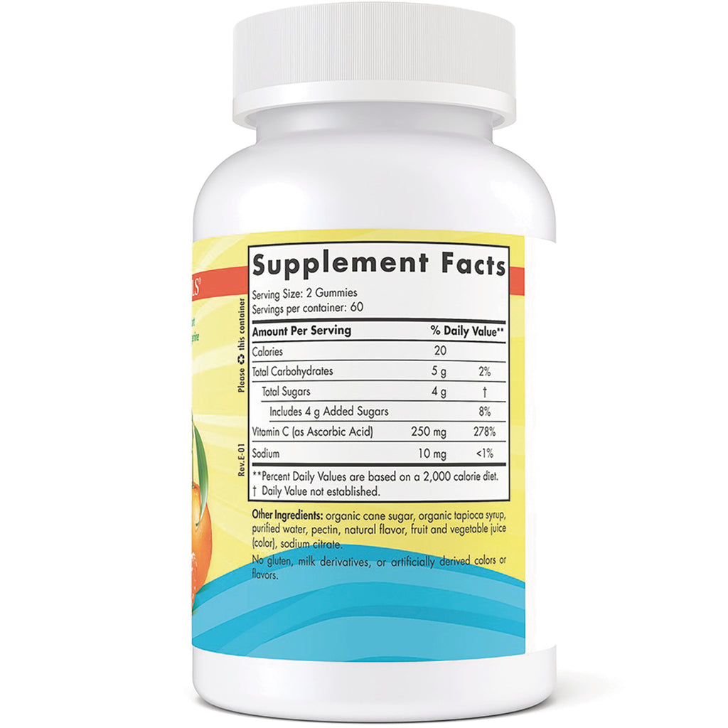 NRN117 | Back of white supplement bottle showing Supplement Facts label, serving size 2 gummies, nutrition and ingredients - Thumbnail