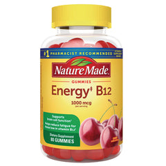 NTM102 | Nature Made Energy B12 gummies bottle 1000 mcg 80 gummies cherry flavor