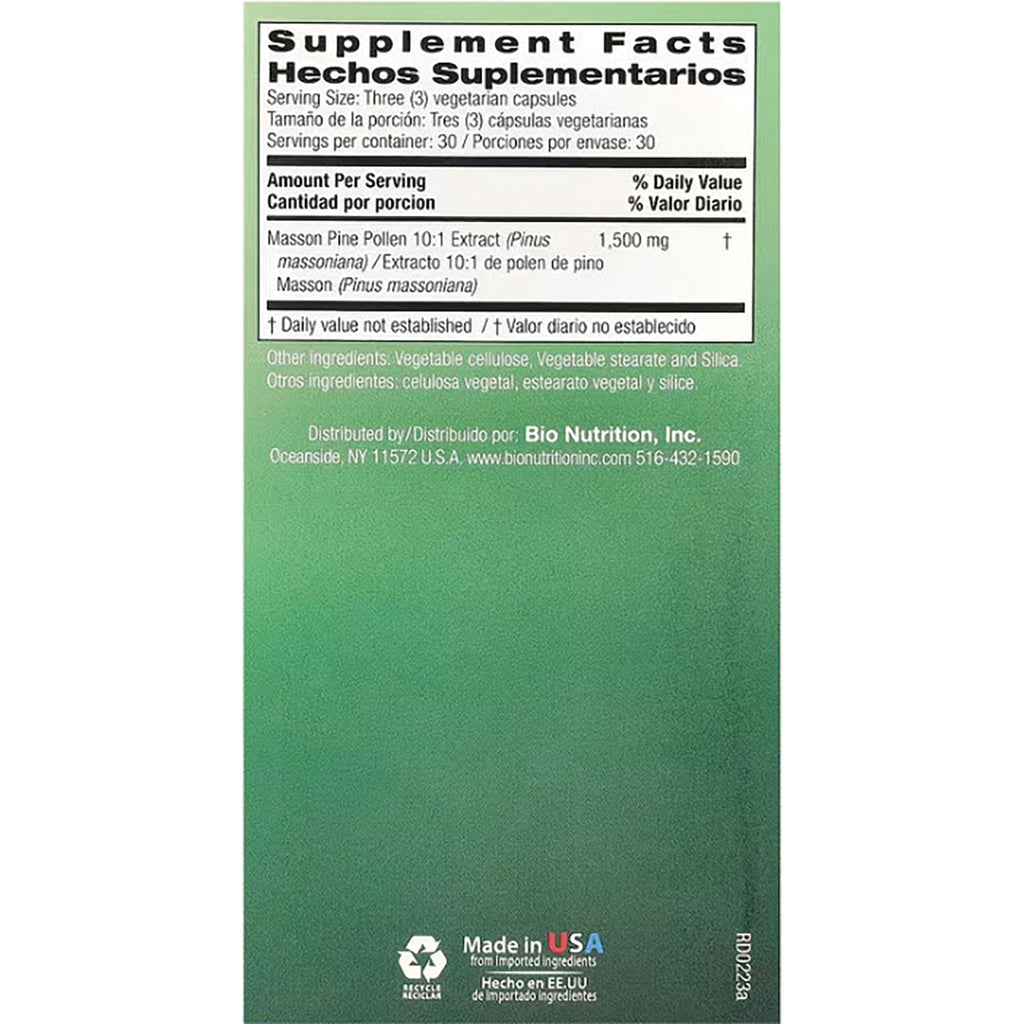 BNN066 | Back of green supplement box showing Supplement Facts panel in English and Spanish and manufacturer details - Thumbnail