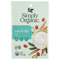 SMP043 | Simply Organic ranch dip mix packet showing bowl of ranch and assorted vegetables