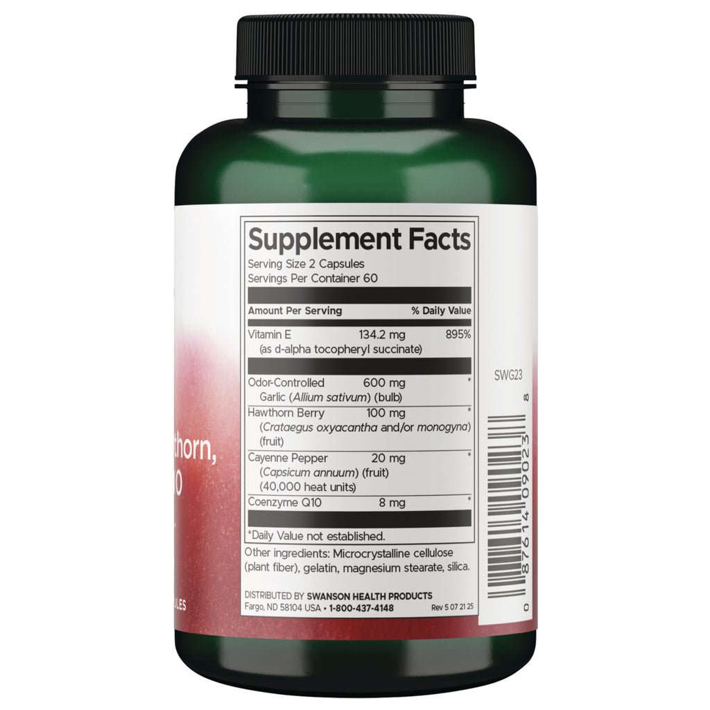 SWG23 | Back label with Supplement Facts panel and ingredients for odor-controlled garlic capsules - Thumbnail