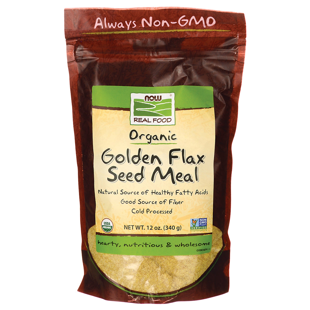 NWF143 | NOW Real Food Organic Golden Flax Seed Meal pouch 12 oz - Thumbnail