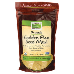 NWF143 | NOW Real Food Organic Golden Flax Seed Meal pouch 12 oz