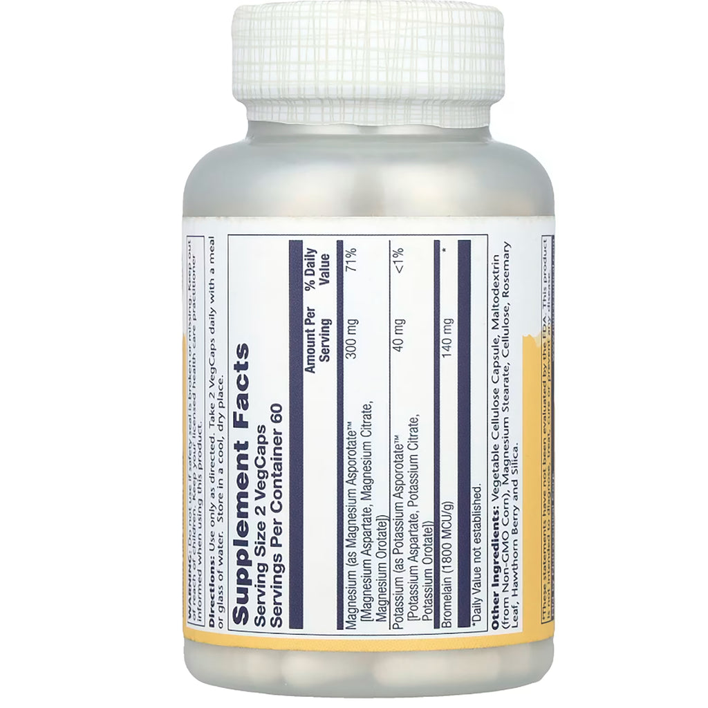 SLR295 | Solaray Magnesium Potassium Asporotates supplement facts label - Thumbnail