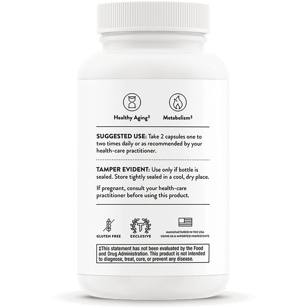 TRN022 | Back label with Healthy Aging and Metabolism icons; suggested use: take 2 capsules 1-2 times daily; gluten free - Thumbnail