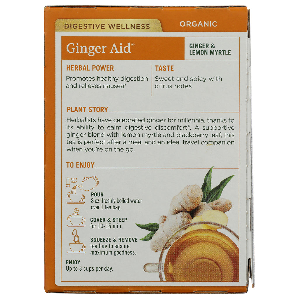 TMD017 | Ginger Aid tea back panel with herbal power, taste, plant story, and brewing directions - Thumbnail