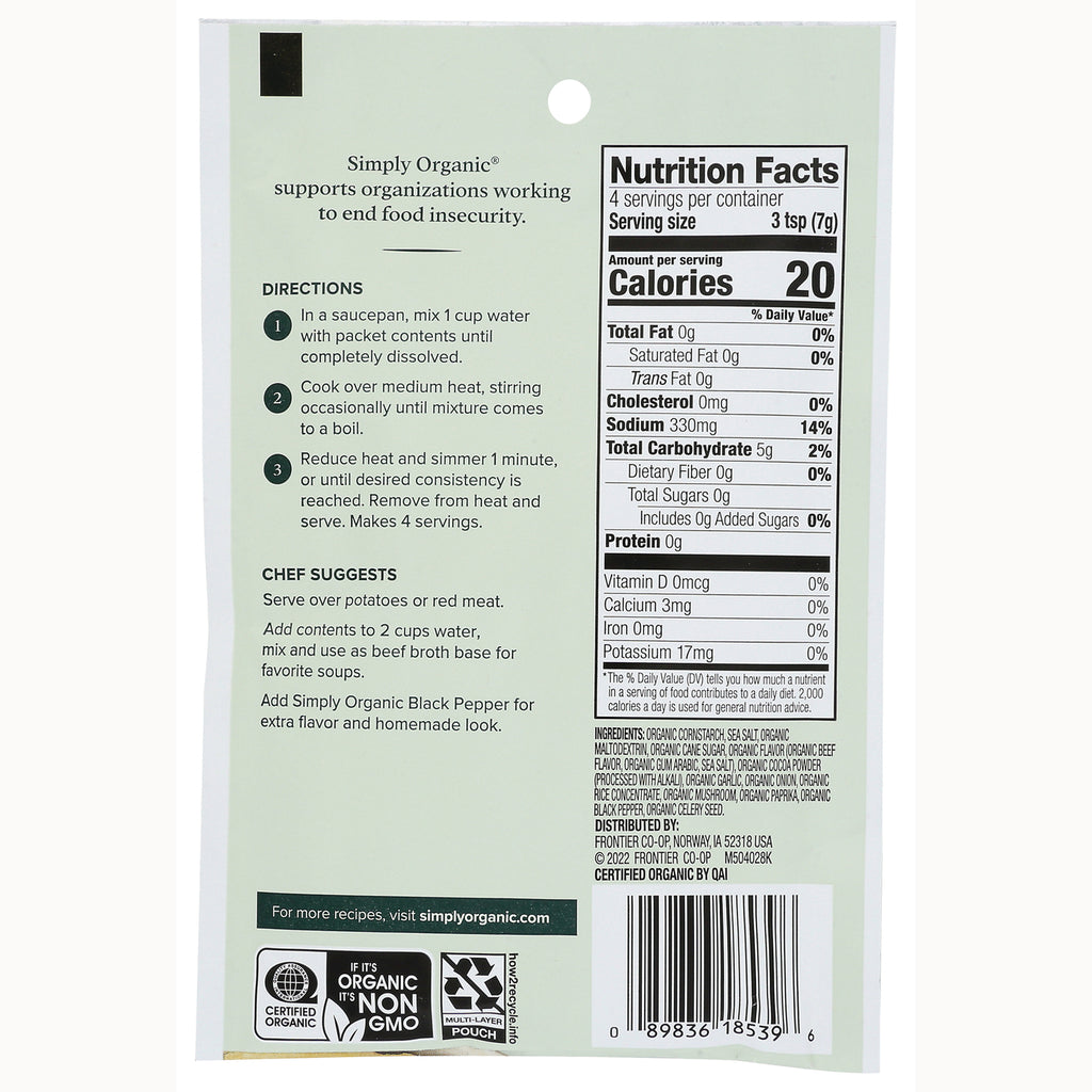 SMP048 | Back of seasoning packet showing nutrition facts, cooking directions, ingredients list and barcode - Thumbnail
