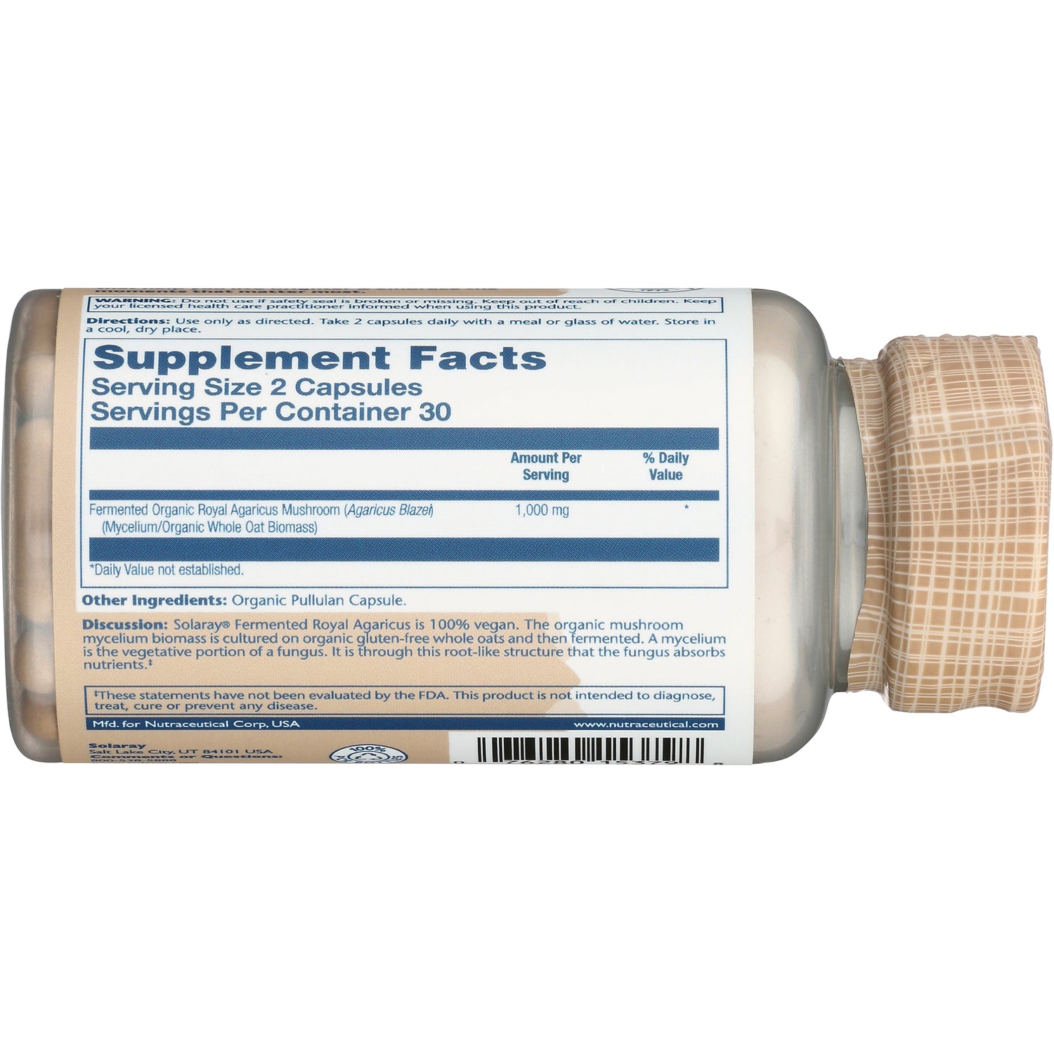 SLR465 | Back label with Supplement Facts, serving size 2 capsules, 30 servings per container