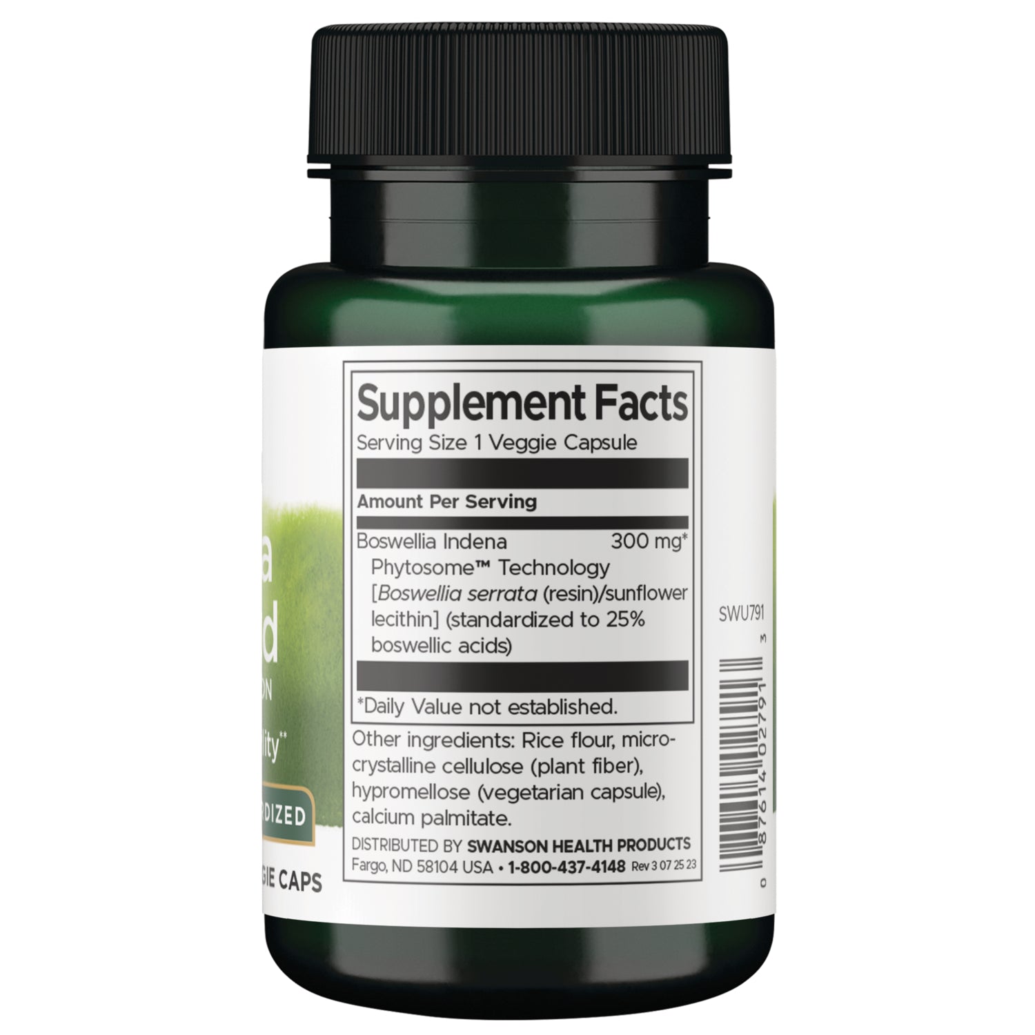 SWU791 | Back label with Supplement Facts