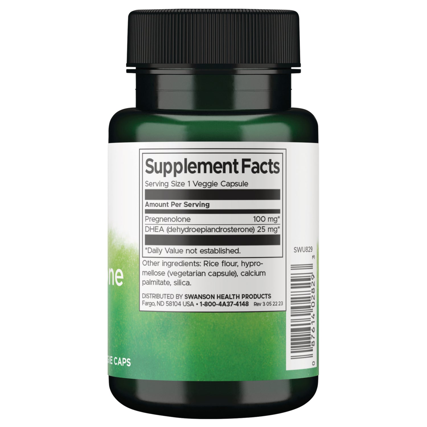 SWU829 | Back label with Supplement Facts